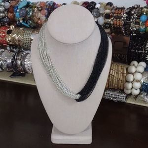 Silver & Black Multi Strand Chain Necklace Cruella de Vil Style